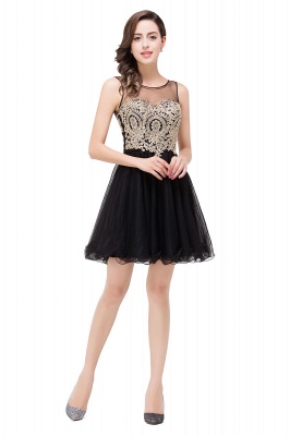 ESTRELLA | A-line Crew Short Sleeveless Appliques Prom Dress_8