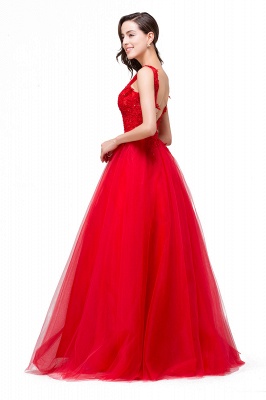 FIONA | A-Line Sleeveless Floor-Length Appliques Tulle Prom Dresses_8