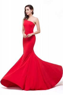 EMMALYN | Mermaid One-Shoulder Floor Length Red Prom Dresses_8