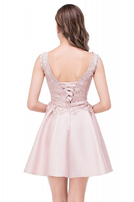 ADELAIDE | A-line Knee-length Satin Homecoming Dress with Lace_6