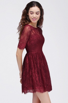 BRITTANY | A-Line Round Neck Short Lace Burgundy Homecoming Dresses_4