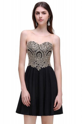CAITLIN | A-line Short Chiffon Black Homecoming Dresses with Appliques_3