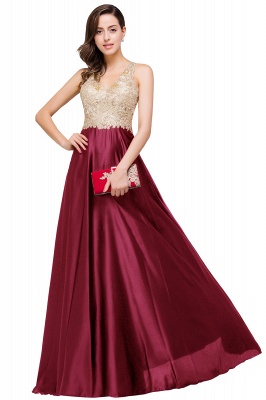 EMMALINE | A-Line Floor-Length V-neck Appliques Prom Dresses_2