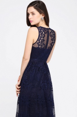 CHAYA | Sheath V-neck Floor-length Lace Navy Blue Prom Dress_13