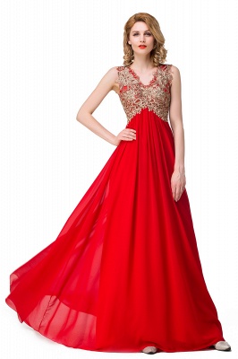 ESME | A-Line Floor-Length Sleeveless V-Neck Lace Appliques Prom Dresses_9