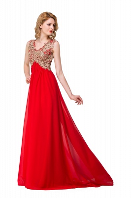 ESME | A-Line Floor-Length Sleeveless V-Neck Lace Appliques Prom Dresses_5