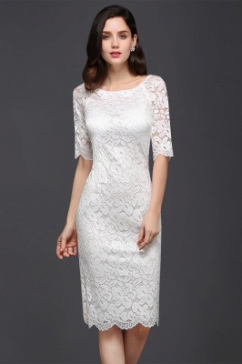 CLAIRE | Column Scoop Neck Knee-length Lace Prom Dress_4