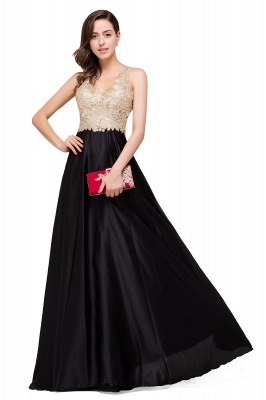 EMMALINE | A-Line Floor-Length V-neck Appliques Prom Dresses_4