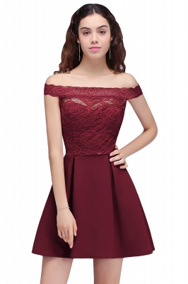 Off-the-Shoulder Burgundy Lace A-Line Short Homecoming Dresses_2