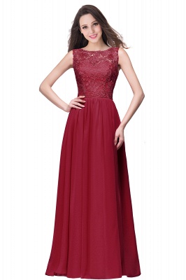 ELYSE | A-line Sleeveless Crew Floor-length Lace Top Chiffon Prom Dresses_2