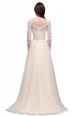 AUBREY | A-line Scoop Champagne Prom Dress With Sleeve_6