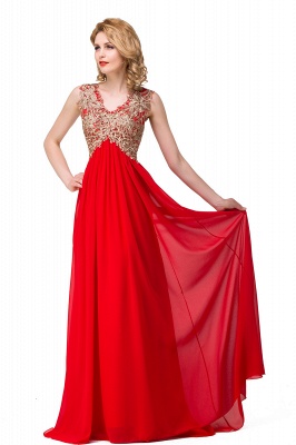 ESME | A-Line Floor-Length Sleeveless V-Neck Lace Appliques Prom Dresses_8