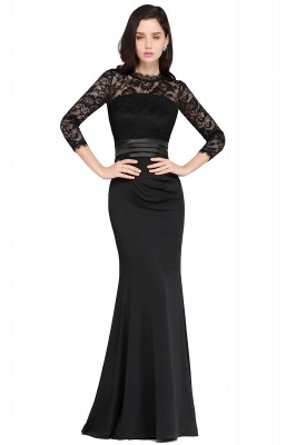 ARIANNA | Sheath High Neck Black Elegant Evening Dresses with Lace_6