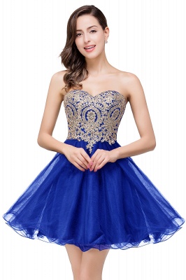 Gabriela | A Line Lace Appliques Sweetheart Short Prom Dresses_2