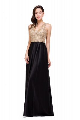 EMMALINE | A-Line Floor-Length V-neck Appliques Prom Dresses_8