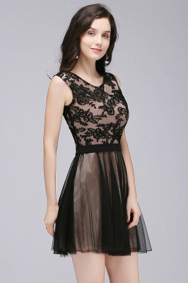 ELEANOR | A-line Crew Short Sleeveless Tulle Lace Appliques Prom Dresses_6