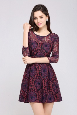 ANNIKA | A-line Scoop Short Lace Cocktail Dresses_5