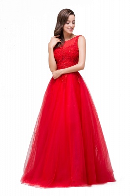 FIONA | A-Line Sleeveless Floor-Length Appliques Tulle Prom Dresses_5