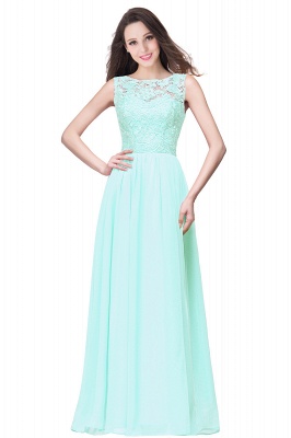 ELYSE | A-line Sleeveless Crew Floor-length Lace Top Chiffon Prom Dresses_9