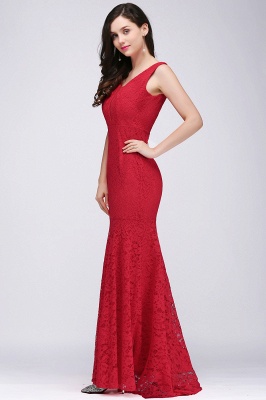 CLARISSA |Mermaid Floor-length Lace Red Prom Dress_8