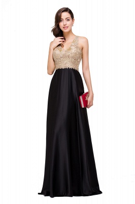 EMMALINE | A-Line Floor-Length V-neck Appliques Prom Dresses_10