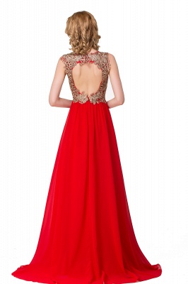ESME | A-Line Floor-Length Sleeveless V-Neck Lace Appliques Prom Dresses_4