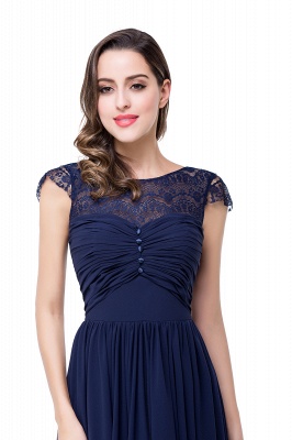 ELLEN | A-line Short Sleeves Chiffon Bridesmaid Dresses with Ribbon Bow_16