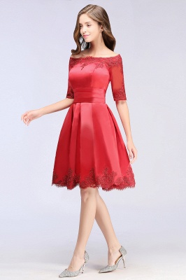 ELSIE | A-line Off-shoulder Half Sleeves Short Lace Appliques Prom Dresses_10