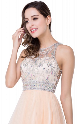 ELISA | A-line Crew Sleeveless Tulle Short Prom Dresses with Beadings_8