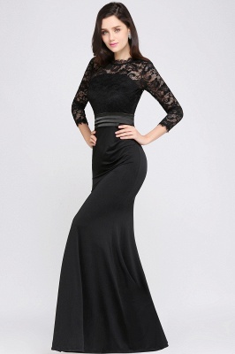 ARIANNA | Sheath High Neck Black Elegant Evening Dresses with Lace_9