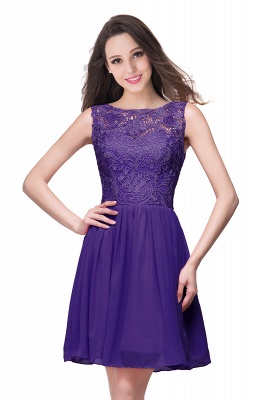 ELIANA | A-line Short Sleeveless Bateau Chiffon Ruffles Lace Top Prom Dresses_3