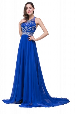 ELLA | A-line Crew Floor-length Sleeveless Tulle Prom Dresses with Crystal Beads_4