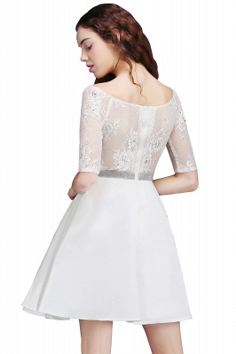 ALICIA | A Line Jewel White Short Sleeve Satin Homecoming Dresses With Lace_2