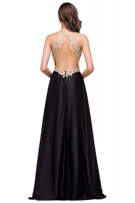 EMMALINE | A-Line Floor-Length V-neck Appliques Prom Dresses_7