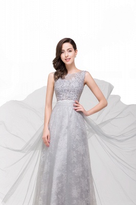 FRANKIE | A-Line Sleeveless Illusion Floor-Length Tulle Prom Dresses with Embroidered Flowers_6