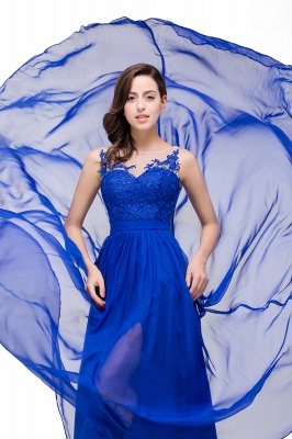 EMILIA | A-line Scoop-Neck Floor-length Sleeveless Chiffon Prom Dresses with Appliques_4