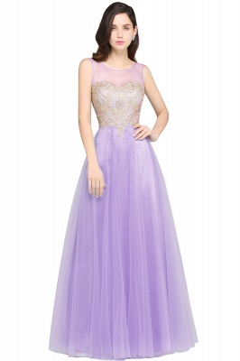 ARIA | A-line Scoop Tulle Gorgeous Evening Dresses with Appliques_3