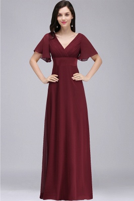 COLETTE | A-line Floor-length Chiffon Burgundy Prom Dress with Soft Pleats_1