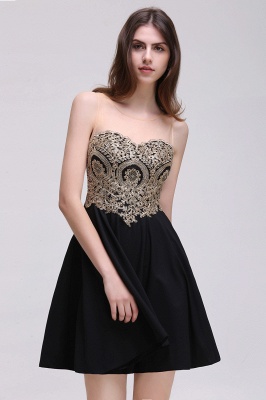 CAITLIN | A-line Short Chiffon Black Homecoming Dresses with Appliques_6