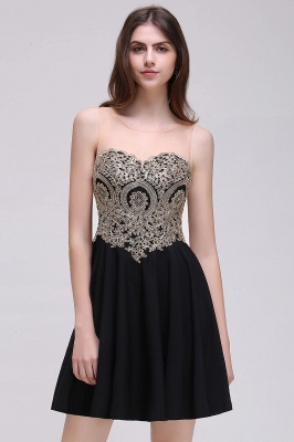 CAITLIN | A-line Short Chiffon Black Homecoming Dresses with Appliques_5