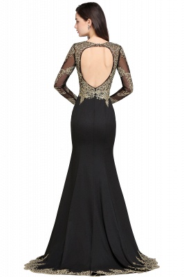 AMANDA | Mermaid Scoop Floor Length Black Elegant Evening Dresses with Appliques_2