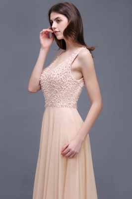 ALANA | Sheath Sheer Chiffon Long Evening Dresses With Pearls_4