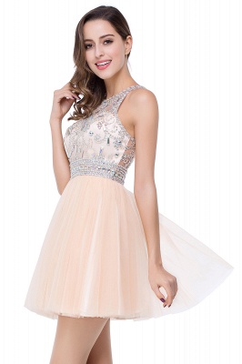 ELISA | A-line Crew Sleeveless Tulle Short Prom Dresses with Beadings_10