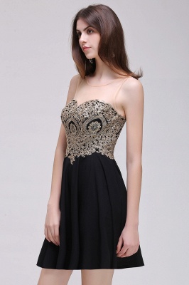 CAITLIN | A-line Short Chiffon Black Homecoming Dresses with Appliques_8