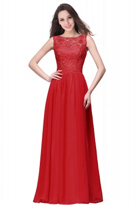 ELYSE | A-line Sleeveless Crew Floor-length Lace Top Chiffon Prom Dresses_1