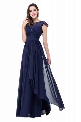 ELLEN | A-line Short Sleeves Chiffon Bridesmaid Dresses with Ribbon Bow_8