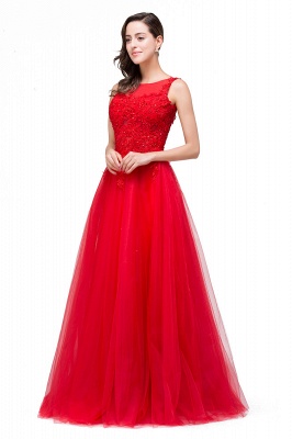 FIONA | A-Line Sleeveless Floor-Length Appliques Tulle Prom Dresses_6