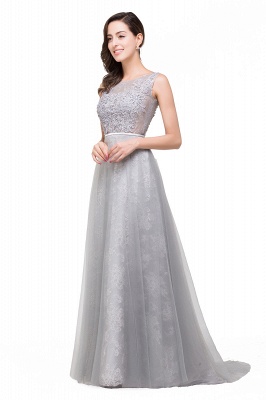 FRANKIE | A-Line Sleeveless Illusion Floor-Length Tulle Prom Dresses with Embroidered Flowers_5