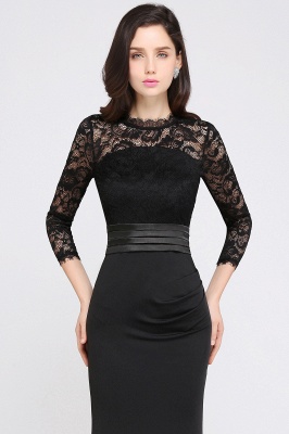 ARIANNA | Sheath High Neck Black Elegant Evening Dresses with Lace_8