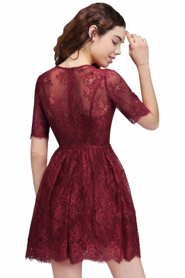 BRITTANY | A-Line Round Neck Short Lace Burgundy Homecoming Dresses_3